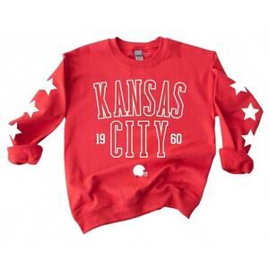 NEW COUNTRY CHARM unisex kansas city football star sleeves sweatshirt in red